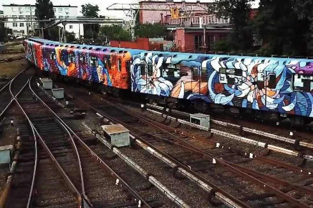 На червоній гілці метро з'явився потяг-мурал