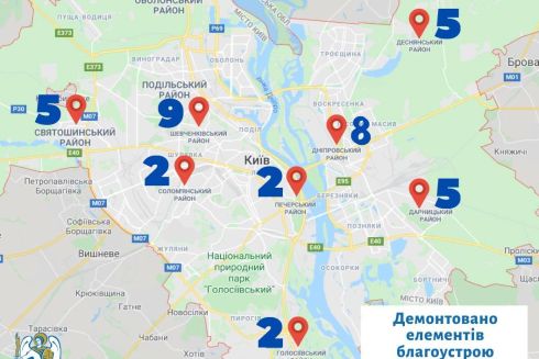 Чистий Київ: у столиці демонтували 45 незаконних конструкцій