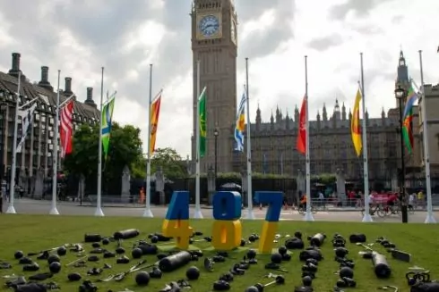 У Лондоні встановили інсталяцію на честь загиблих на війні українських спортсменів