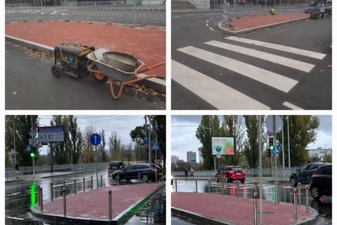 Столбики вместо заборов: на островках безопасности на Русановке заменили ограждения