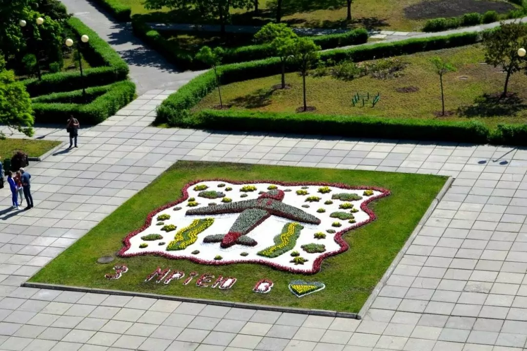 Фото. На Троещине высадили цветочное панно, посвященное самолету &laquo;Мрія&raquo;