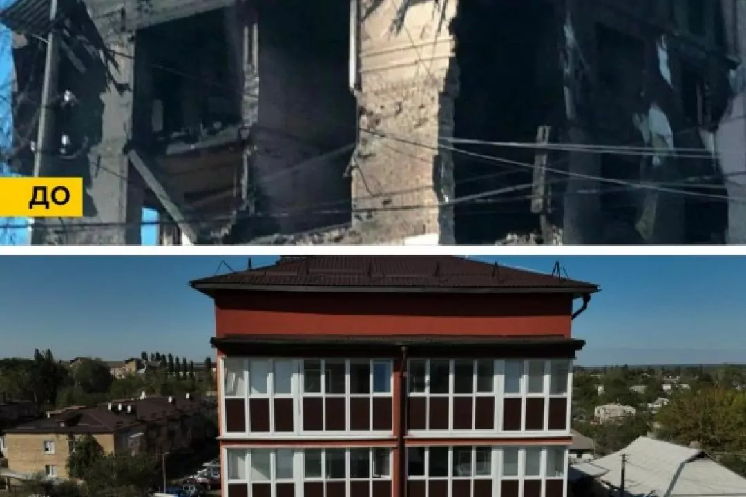 Дивіться, як на Київщині відновили багатоповерхівку, пошкоджену під час артобстрілу