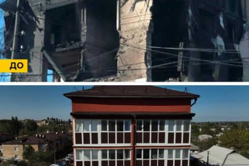 Дивіться, як на Київщині відновили багатоповерхівку, пошкоджену під час артобстрілу