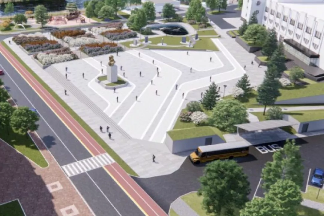 Vovk+Partners Architects показали проєкт відбудови центральної площі Бородянки: візуалізації