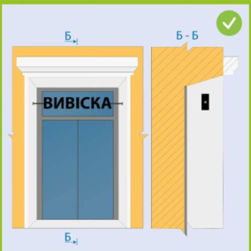У “Київрекламі” пояснили, як правильно розміщувати вивіски у дверних та віконних прорізах
