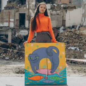 UAnimals розігрує картину, врятовану після ракетного обстрілу Академії Бойчука в Києві