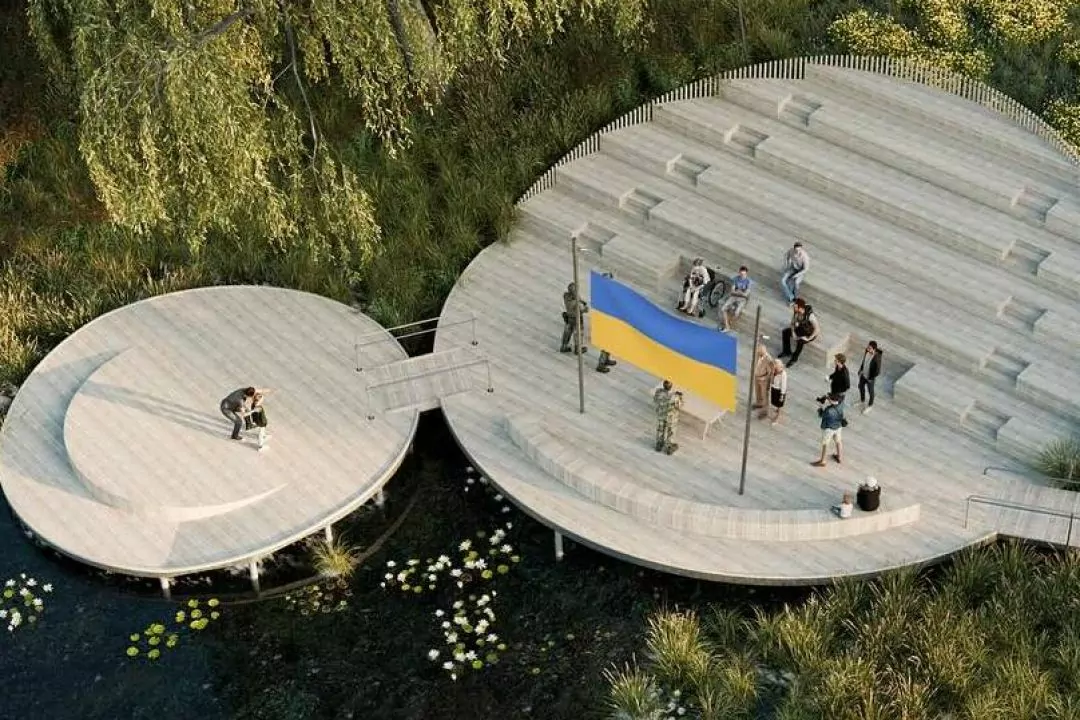 На набережній Макарова почали будувати простір з амфітеатром: візуалізації