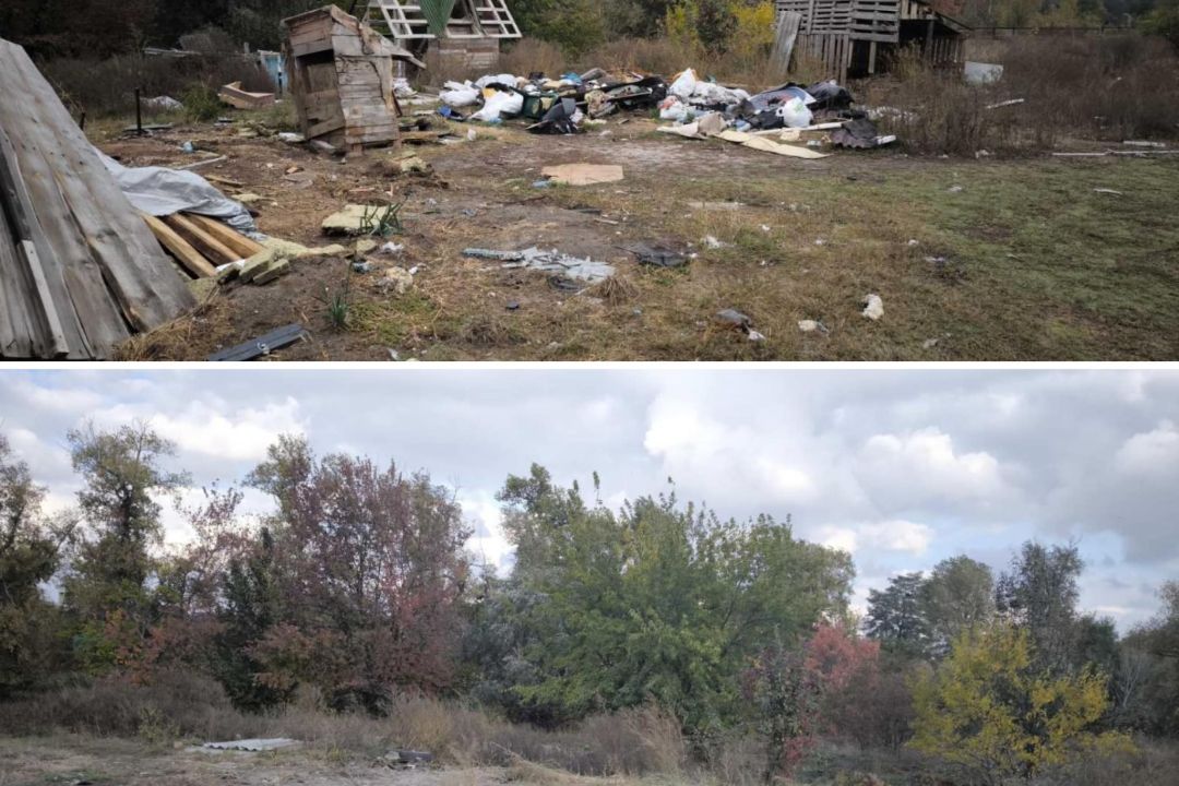 У чотирьох районах Києва ліквідували стихійні звалища: фото до та після
