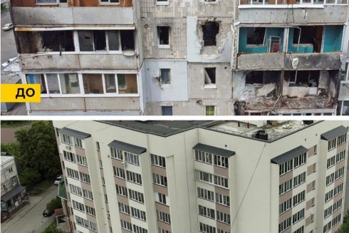 У Бородянці відбудували дев'ятиповерхівку, яку зруйнували росіяни