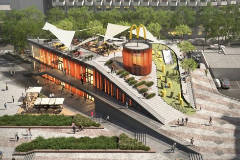 McDonald&rsquo;s з амфітеатром та зеленою зоною на даху планують побудувати у Дніпрі: візуалізації