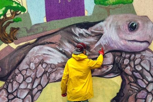 Под Киевом появился мурал с черепахой