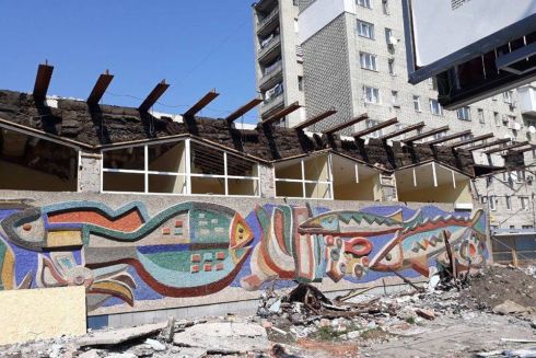 У Львові зруйнували мозаїку «Океан». Забудовники обіцяли її зберегти