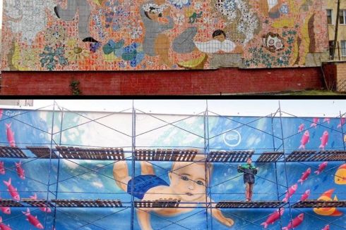 У Києві демонтували панно на стіні дитячої поліклініки