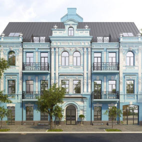 Дом Рутковского станет голубым после реставрации: визуализации