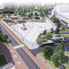 Vovk+Partners Architects показали проєкт відбудови центральної площі Бородянки: візуалізації