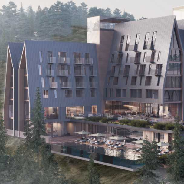 archimatika показали проєкт апарт-готелю AMA в Буковелі: візуалізації