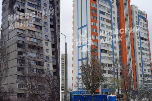До и после: Как восстановили многоэтажку на Позняках, пострадавшую от ракеты оккупантов