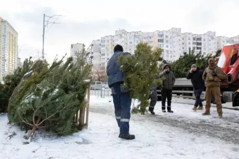 Фото. В Киеве начали демонтировать незаконные елочные рынки