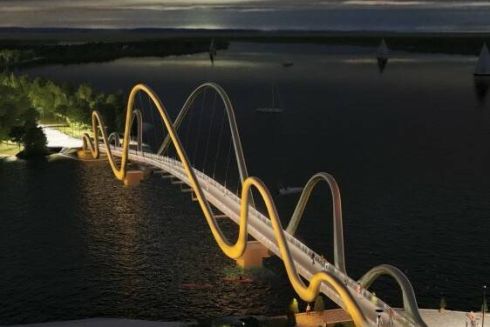 Коли добудують пішохідний міст-хвилю на Оболоні: нова дата