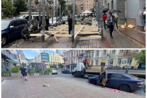 Летнюю площадку на Шота Руставели, занимавшую почти весь тротуар, демонтировали
