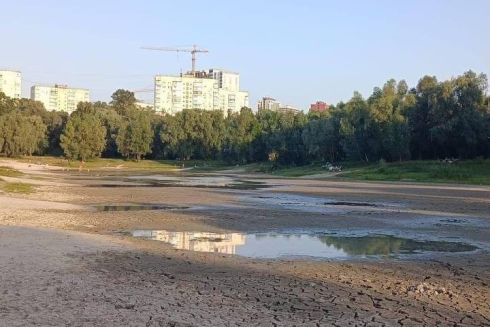 Озеро Синє на Виноградарі сильно обміліло