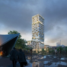 У Берліні планують побудувати дерев'яний хмарочос з терасою на даху: візуалізації