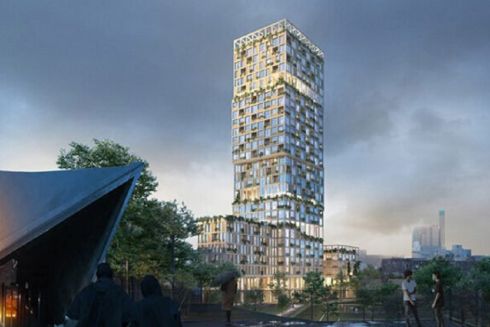 У Берліні планують побудувати дерев'яний хмарочос з терасою на даху: візуалізації