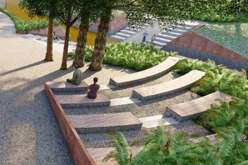 Началось строительство парка «Почайна»: там будет скалодром и барельеф