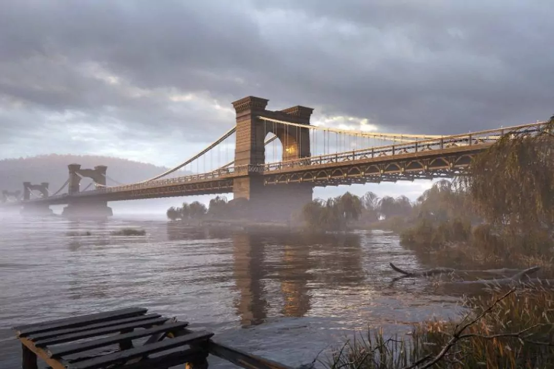 Фото дня. Київський дизайнер створив 3D-реконструкцію зруйнованого Миколаївського мосту через Дніпро