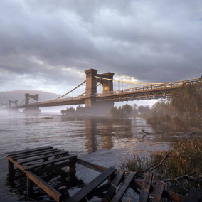 Фото дня. Киевский дизайнер создал 3D-реконструкцию разрушенного Николаевского моста через Днепр
