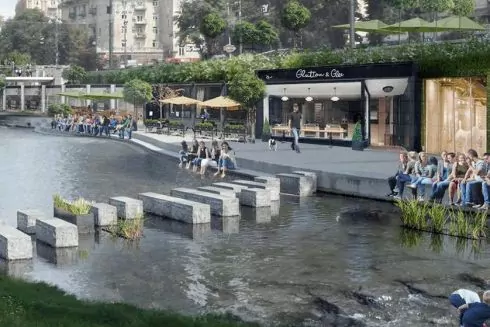 Как мог бы выглядеть центр Киева с речкой Крещатик, закованной в коллектор: визуализации